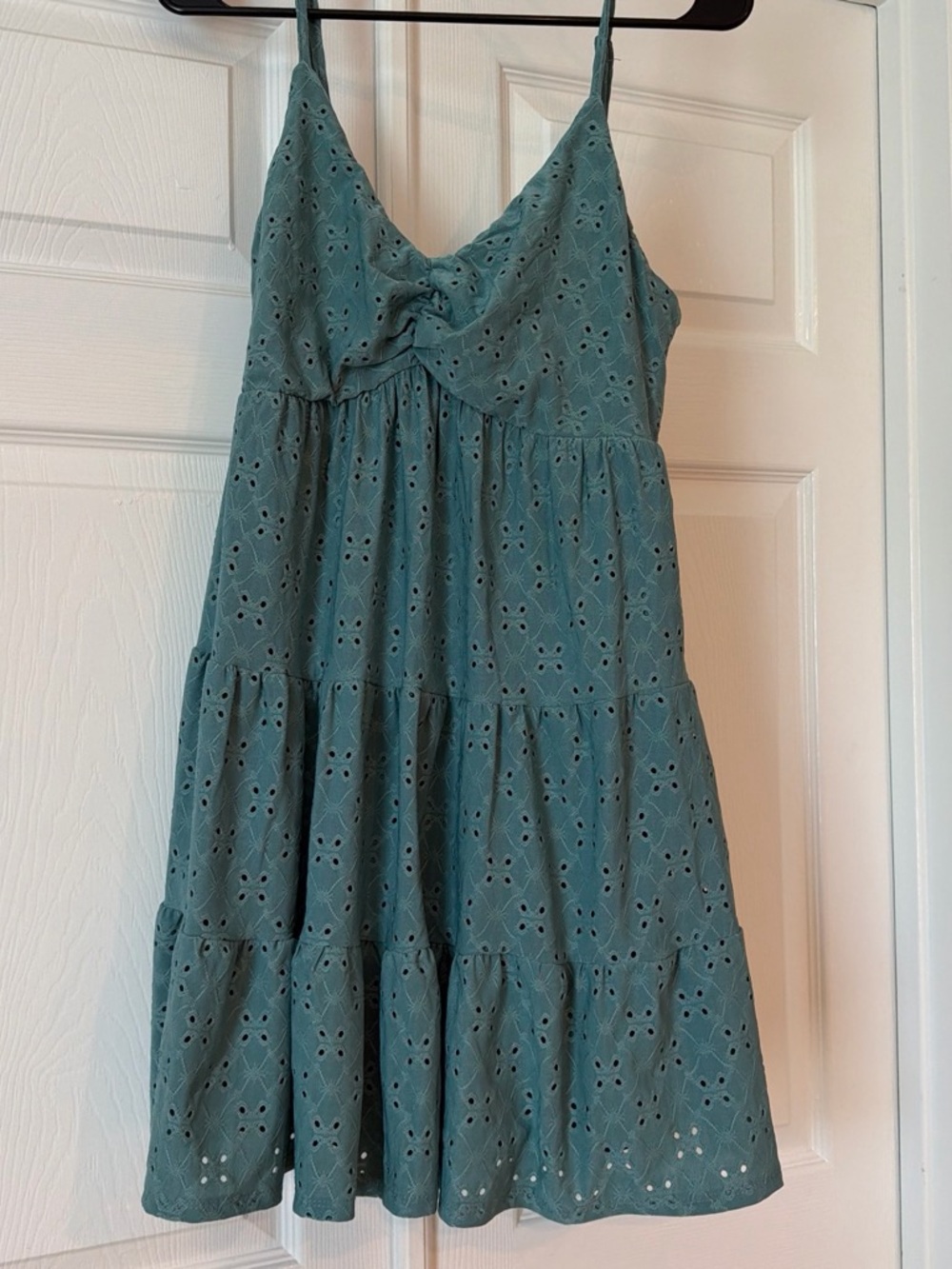 Teal Eyelet Spaghetti Strap Kids Dress